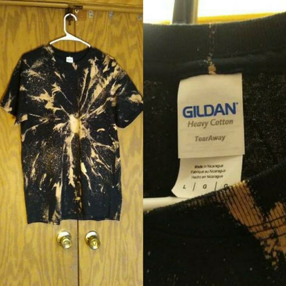 BLACK TIE-DYE BLEACHED SHIRT